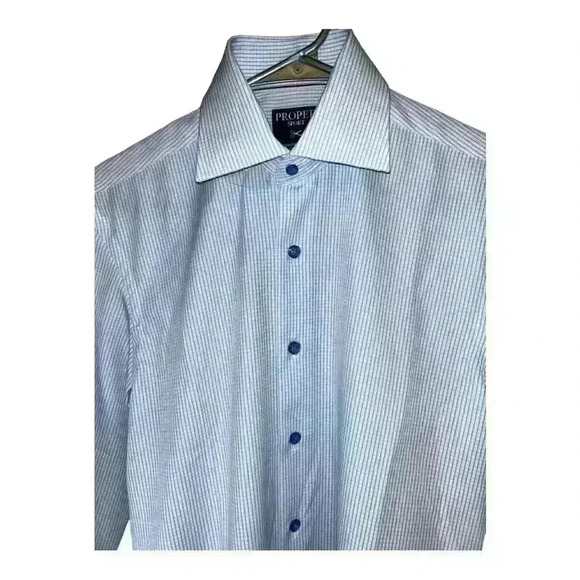 NWOT Proper Sport Light Blue Check Dress Men Shirt Size S. Slim - Picture 2 of 9